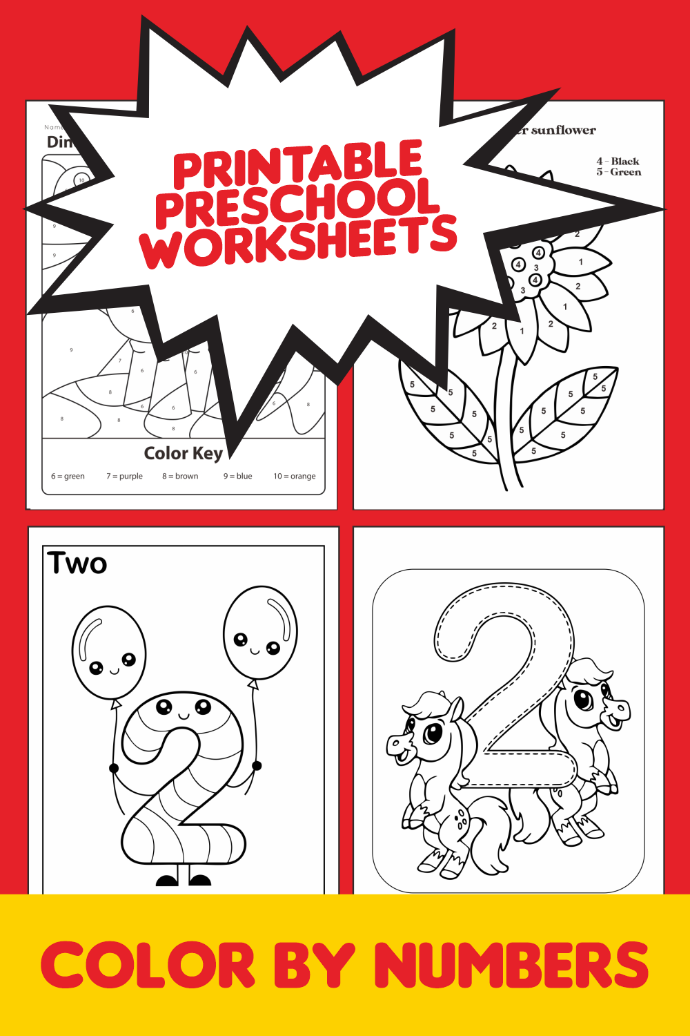 Printable Preschool Worksheets Color By Numbers