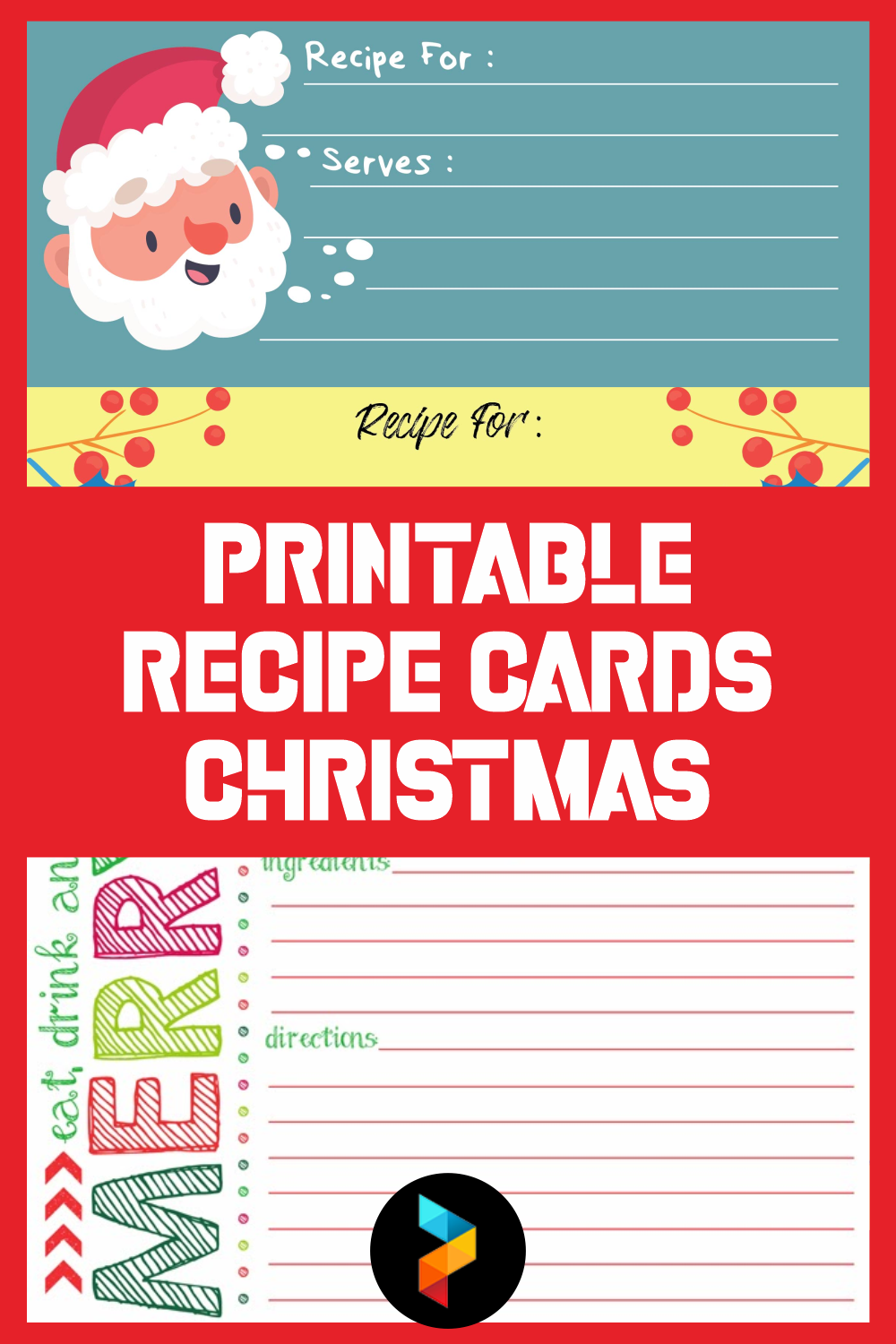 Printable Recipe Cards Christmas