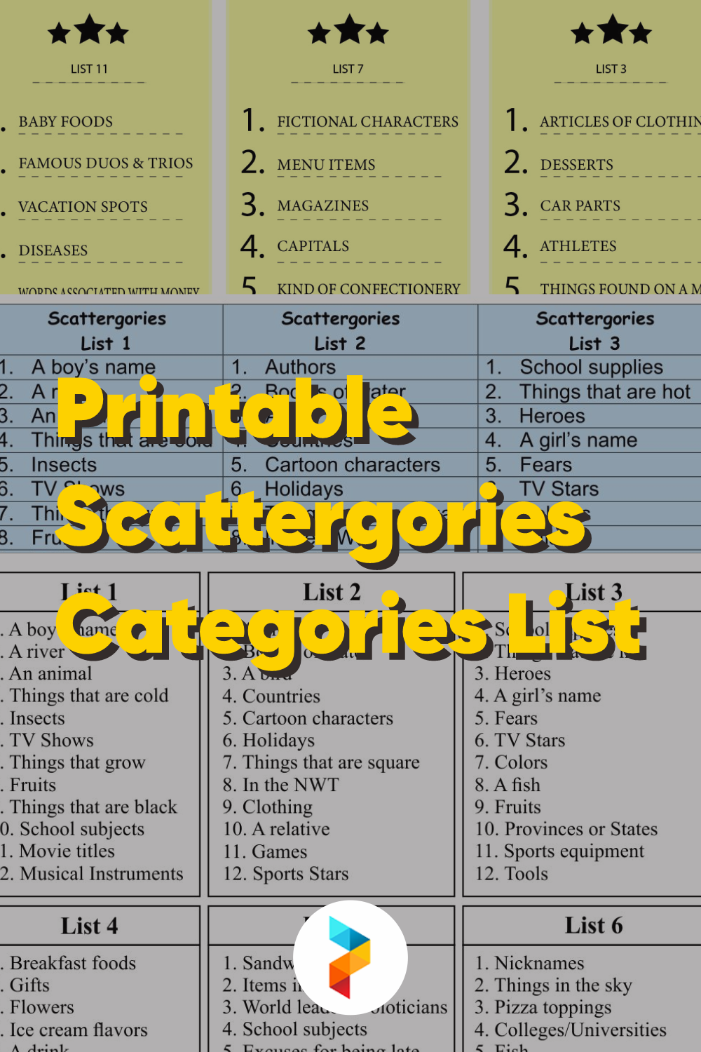 ideas for new scattergories categories