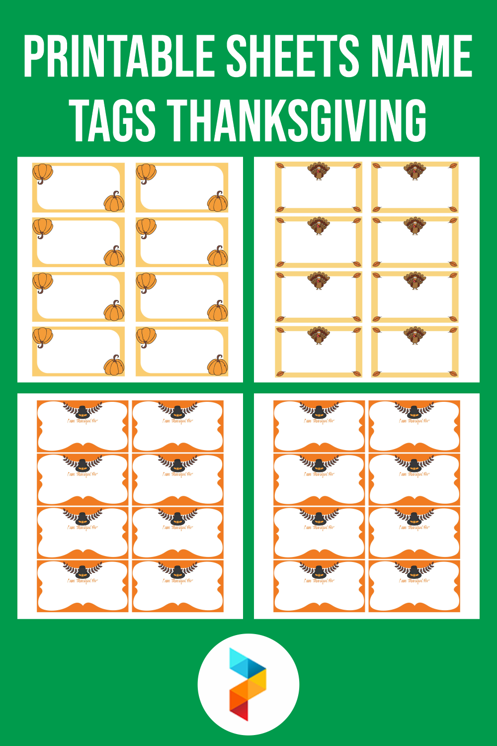 Printable Sheets Name Tags Thanksgiving