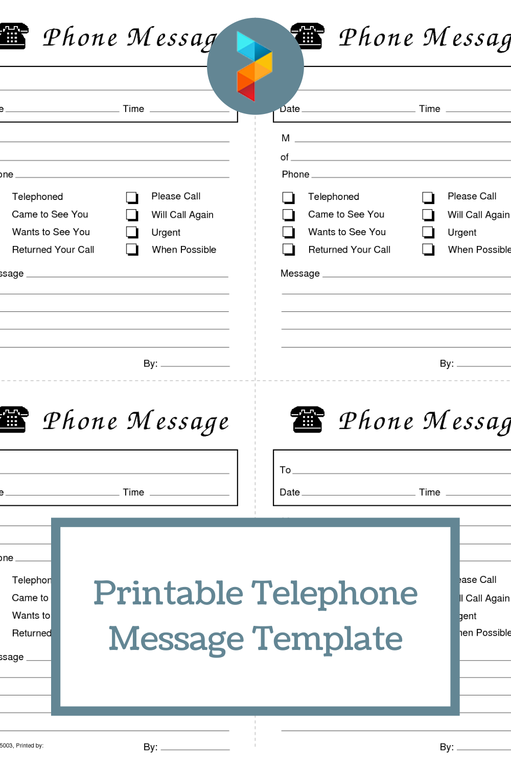 Printable Telephone Message Template