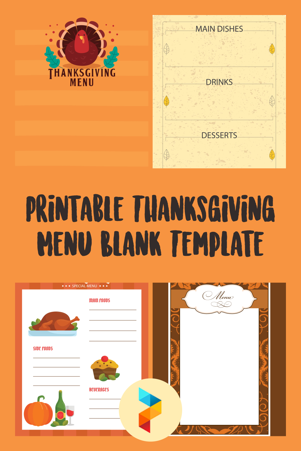 Printable Thanksgiving Menu Blank Template
