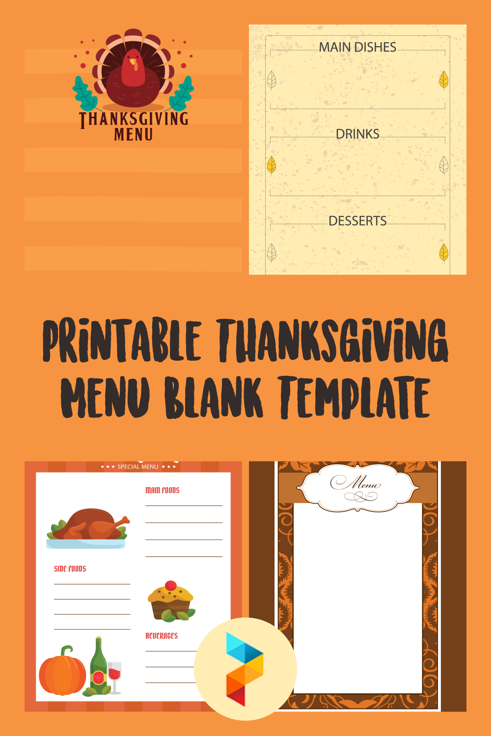 Thanksgiving Menu Blank Template - 10 Free PDF Printables | Printablee