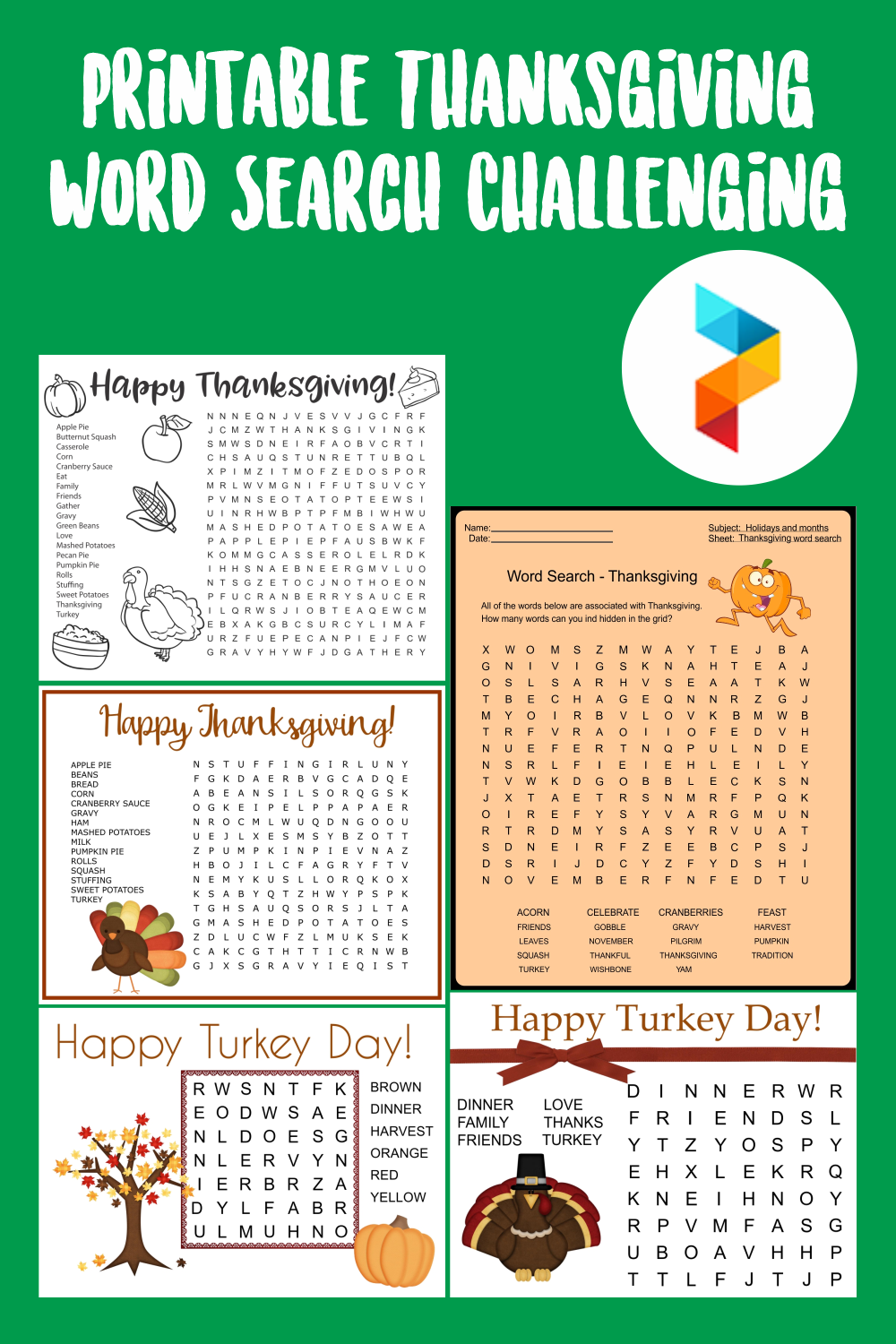 10 Best Printable Thanksgiving Word Search Challenging For Free At 