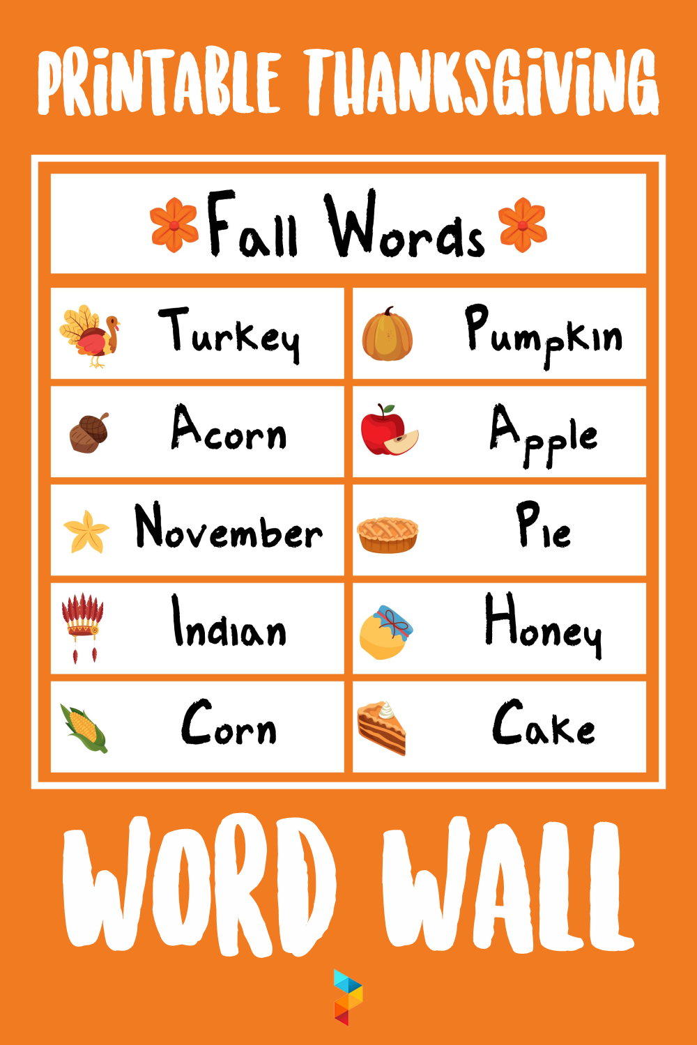 Thanksgiving Word Wall with File Folder Activities