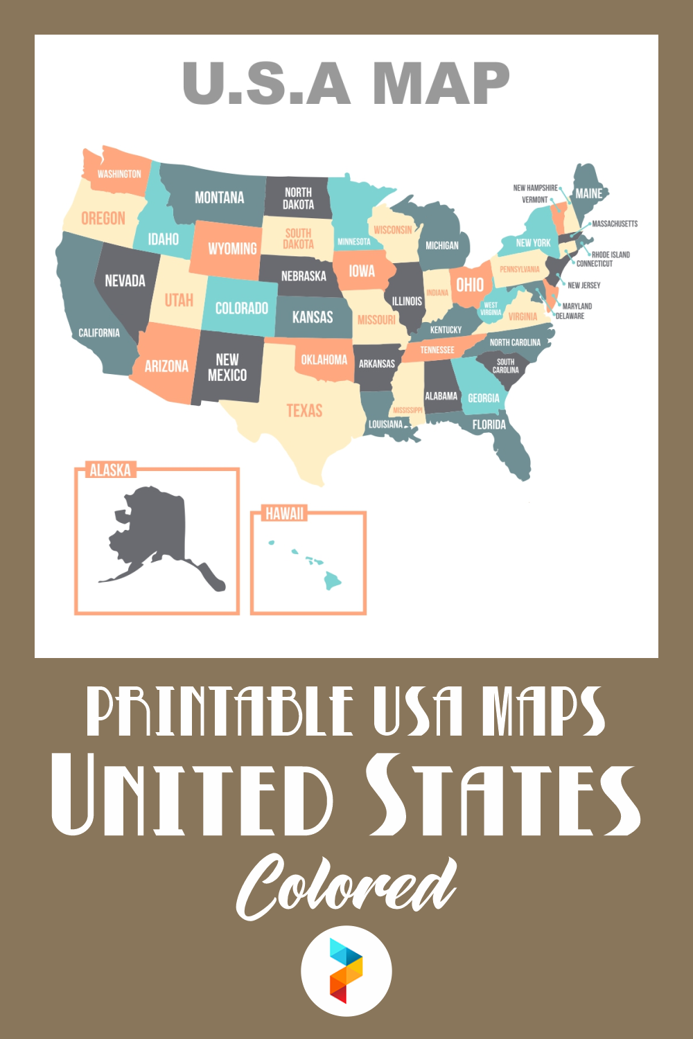 Printable USA Maps United States Colored