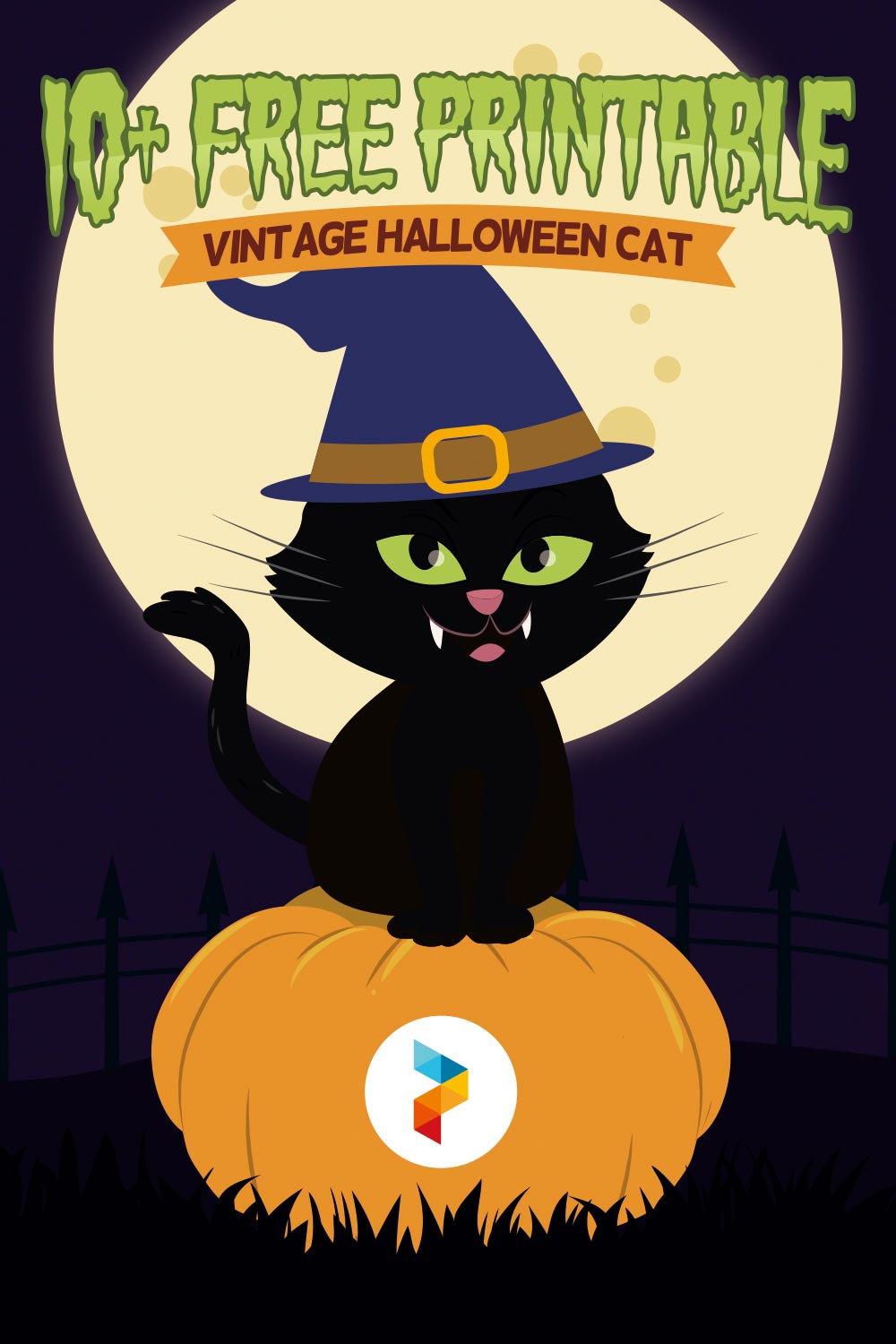 Printable Vintage Halloween Cat