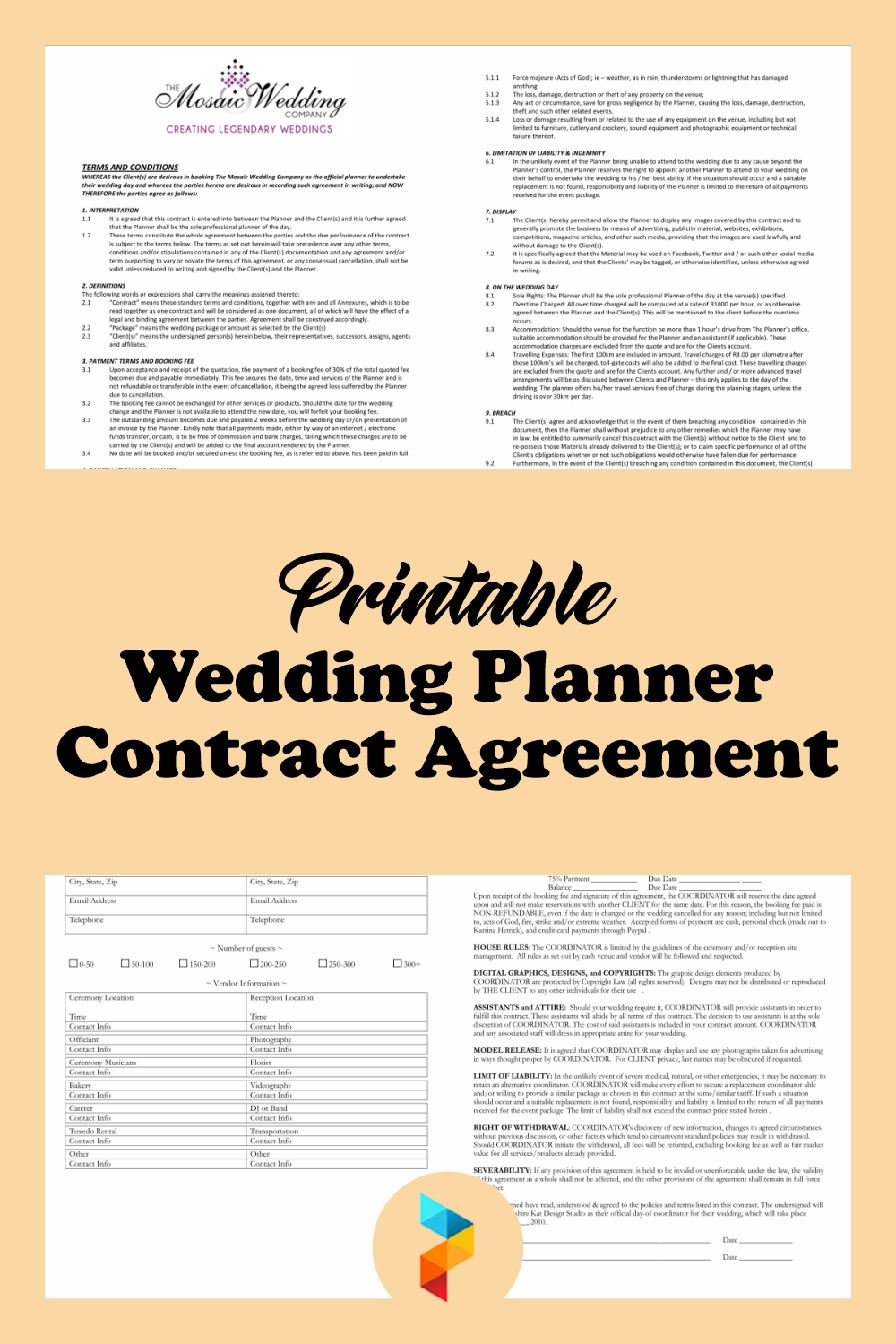 Printable Wedding Planner Contract Agreement