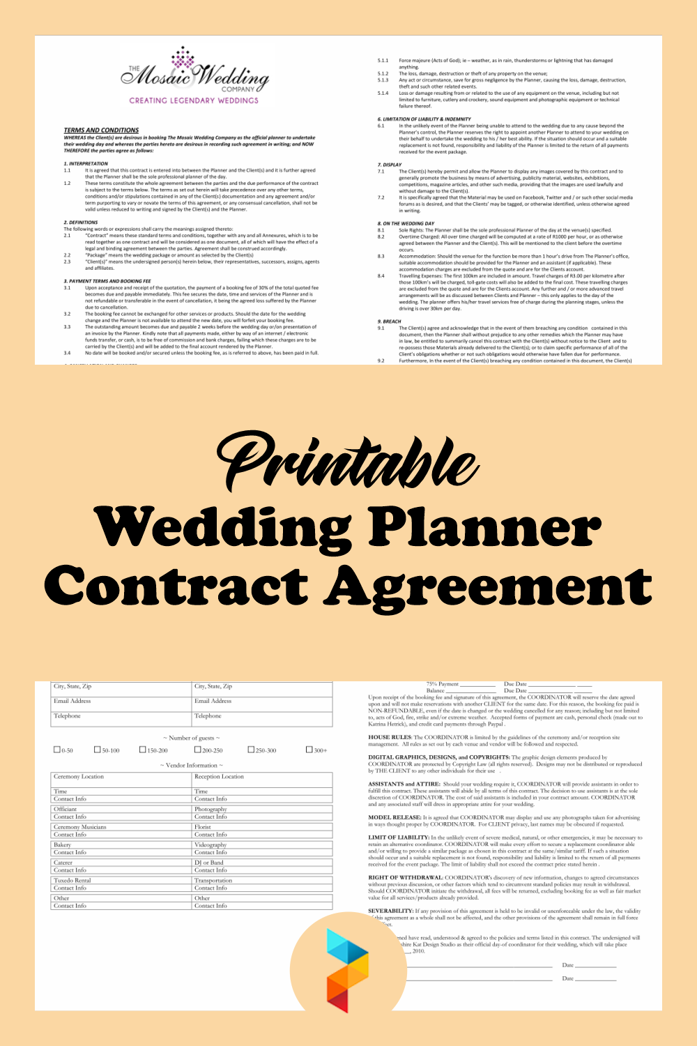 7 Best Printable Wedding Planner Contract Agreement