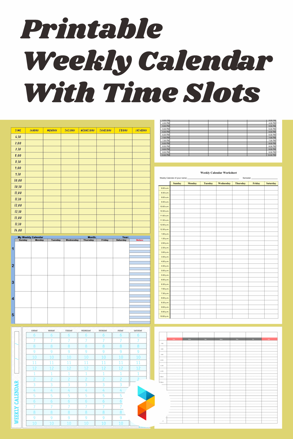 Printable Weekly Calendar With Time Slots