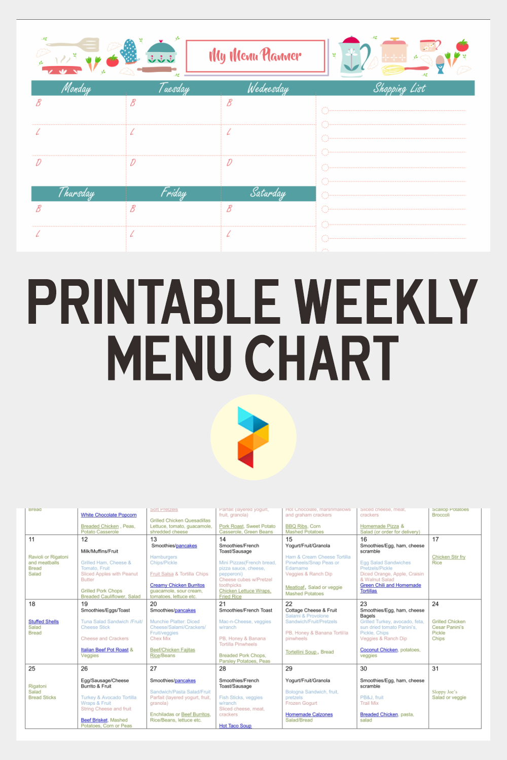 Weekly Menu Chart