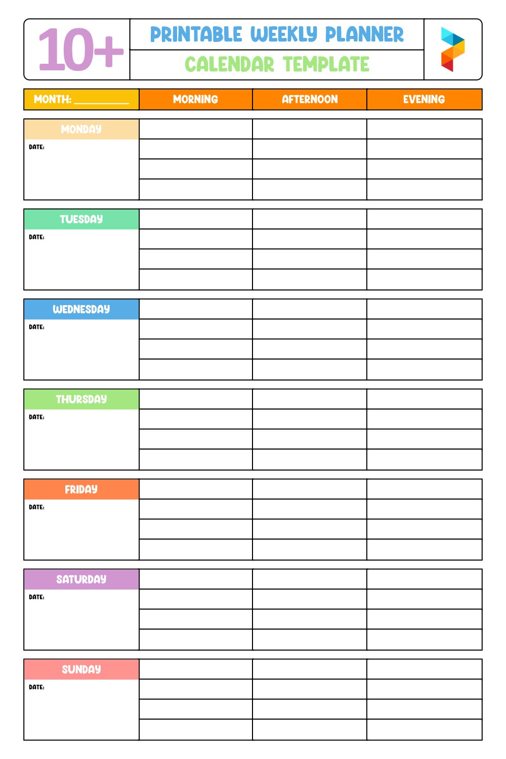 Weekly Planner Calendar Template Weekly Planner Calendar Template