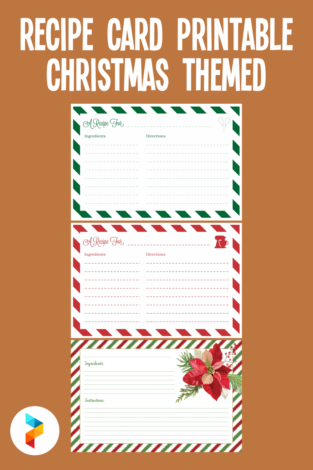 Recipe Card Printable Christmas Themed
