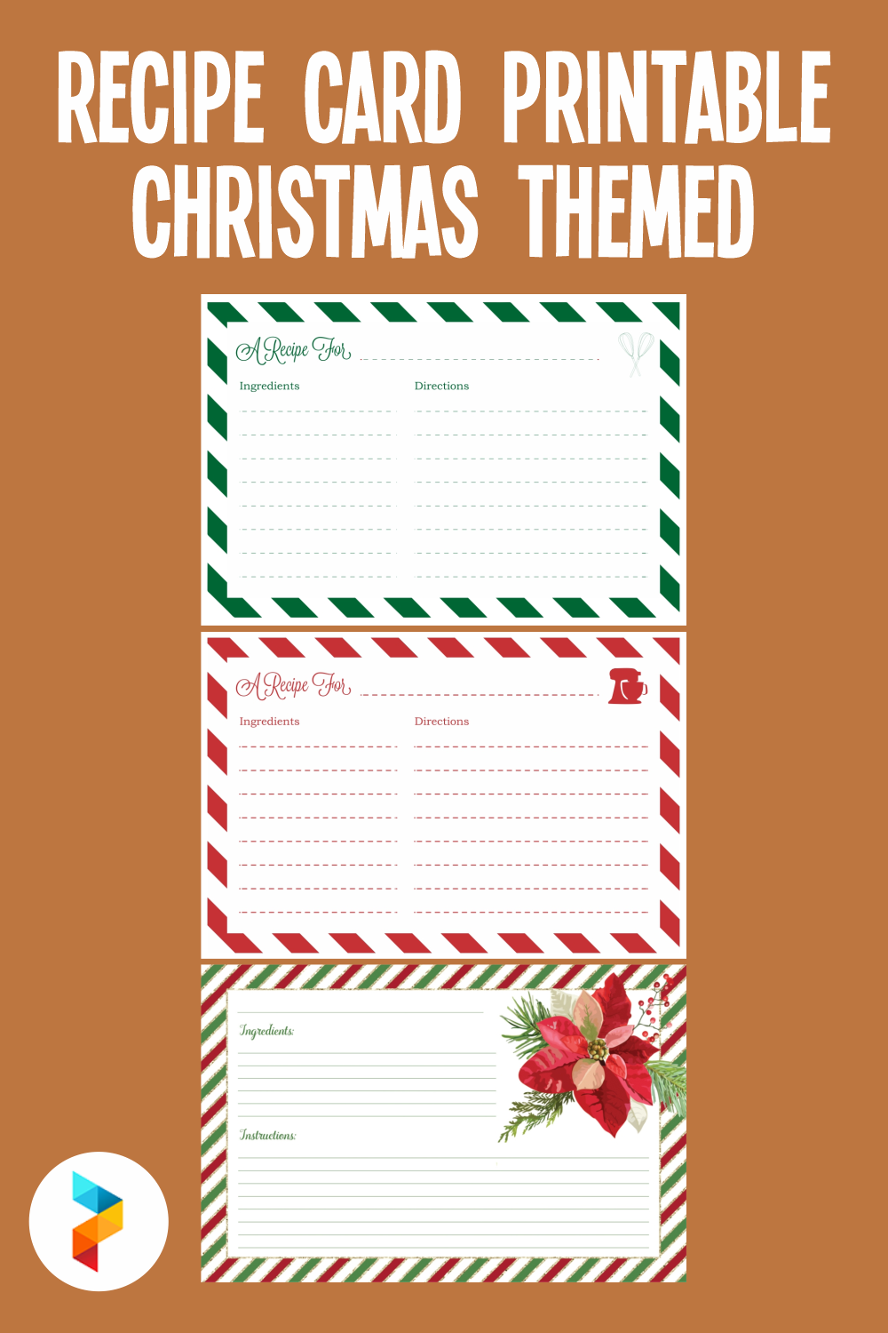 Recipe Card Christmas Themed