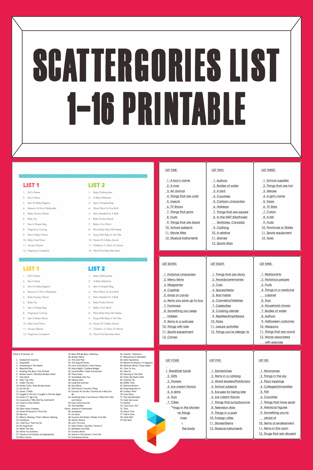 printable scattergories lists for kids