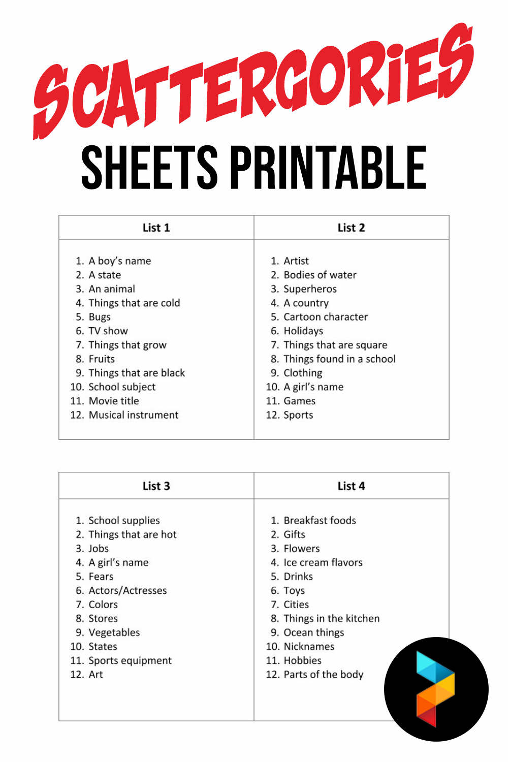 new scattergories lists printable