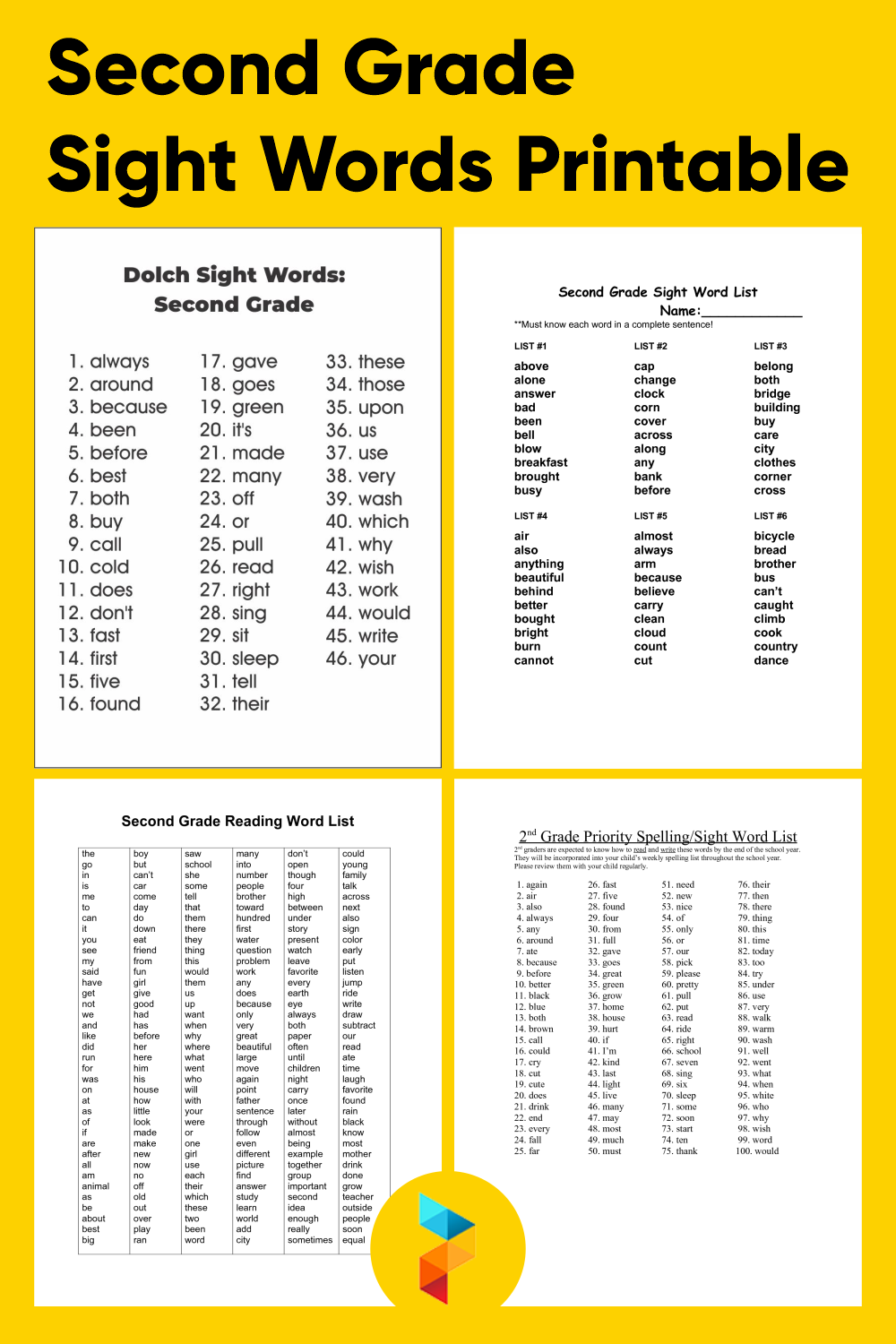 Sight Words For 2nd Grade Worksheets
