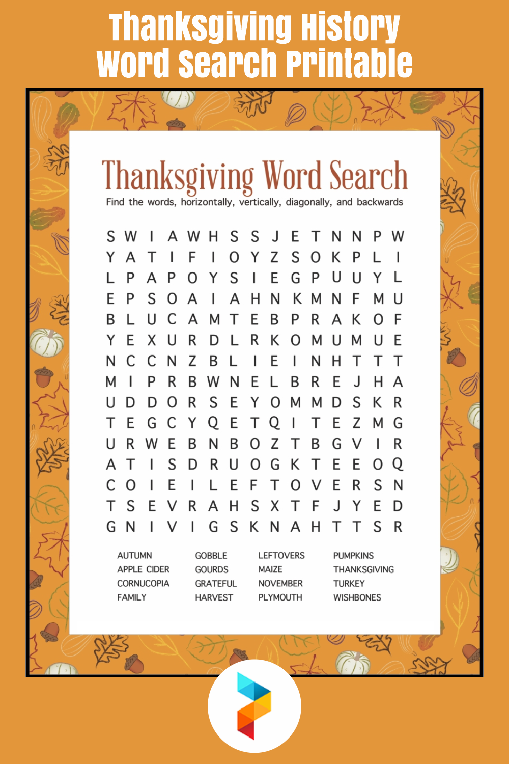 Thanksgiving History Word Search - 10 Free PDF Printables | Printablee