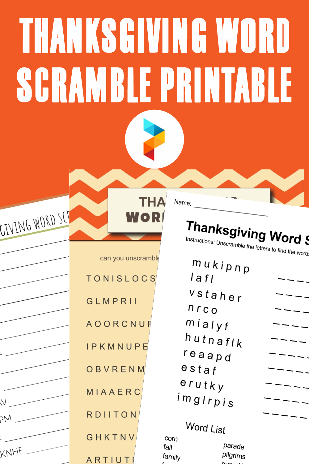 Thanksgiving Word Scramble