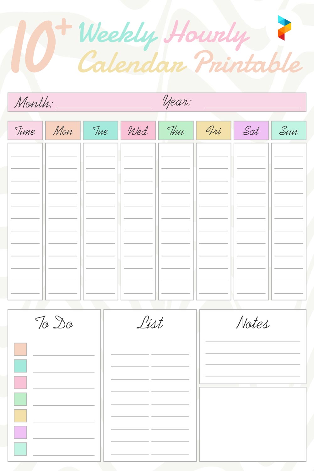 Weekly Hourly Calendar Weekly Hourly Calendar
